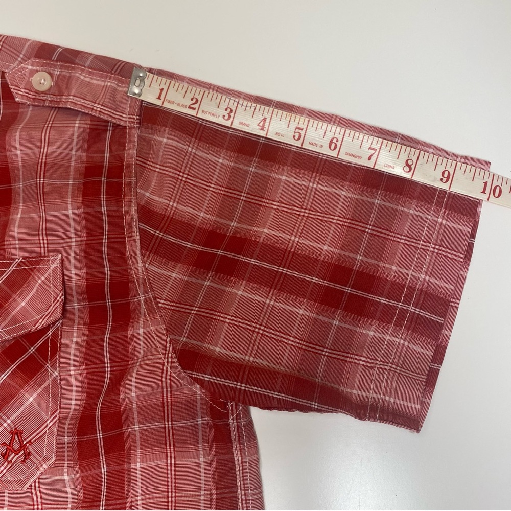 ALABAMA CRIMSON TIDE Red Plaid Short Sleeve Button Down Shirt‎ Epaulettes Size M - Picture 5 of 7